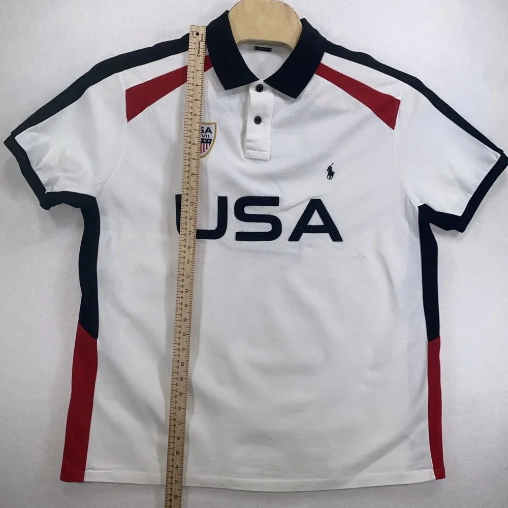 Polo Ralph Lauren USA Short Sleeve Polo Shirt  Men XXL White See Description C12